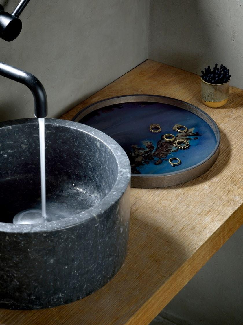 Ethnicraft Круглый поднос из дерева и стекла Linear flow 20923 - Вид №2