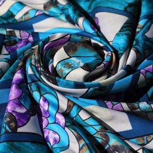 10633876 МД Нины Ручкиной Платок сувенирный "Каменный цветок" с ручной подшивкой, 90х90см Ткань