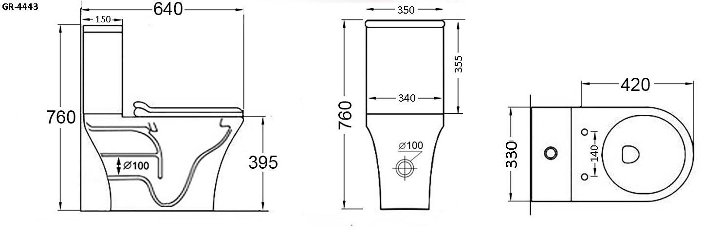 GR-4443S Компакт унитаз с бачком Белый Grossman  Китай  - Вид №5