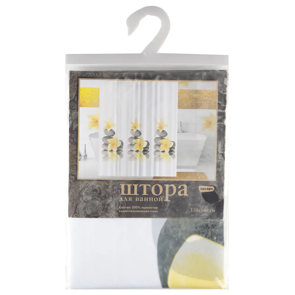Штора для ванной комнаты «Yellow Orchid» 180х180 см цвет белый Santreyd Без серии STLM-2110457 - Вид №3