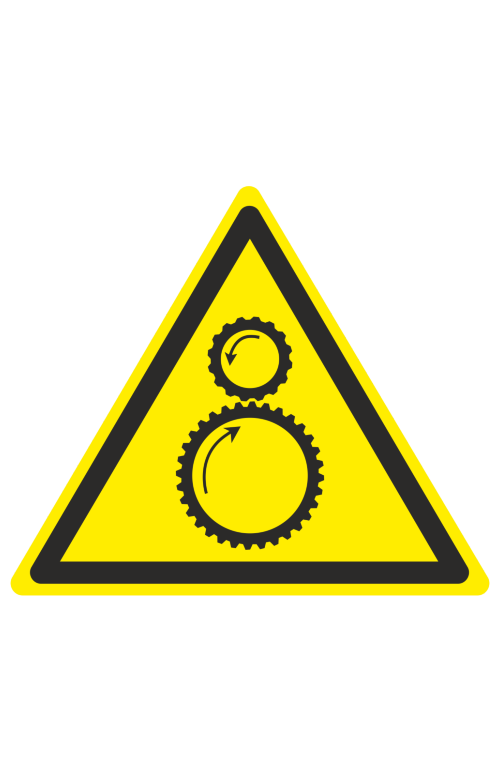 68480 Знак "Осторожно. Возможно затягивание между вращающимися элементами"  Предупреждающие знаки размер 150 х 150 мм Спецодежда 