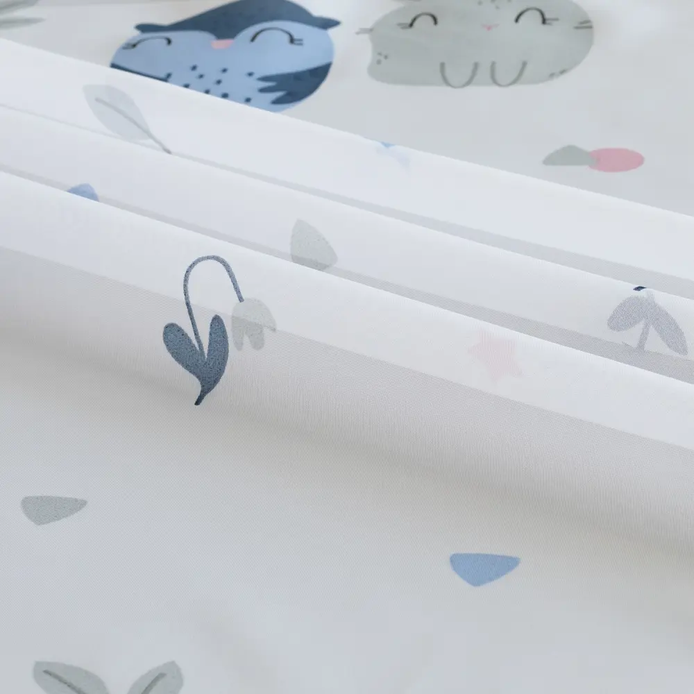 Тюль 1 м/п Совы и зайцы вуаль 300 см цвет сине-серый GARDEN STLM-2178622