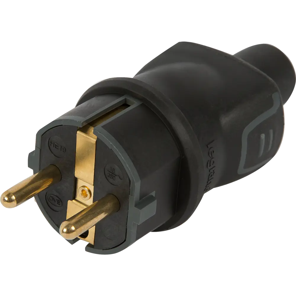 Вилка с заземлением Legrand Элиум 230 В цвет чёрный STLM-2056114