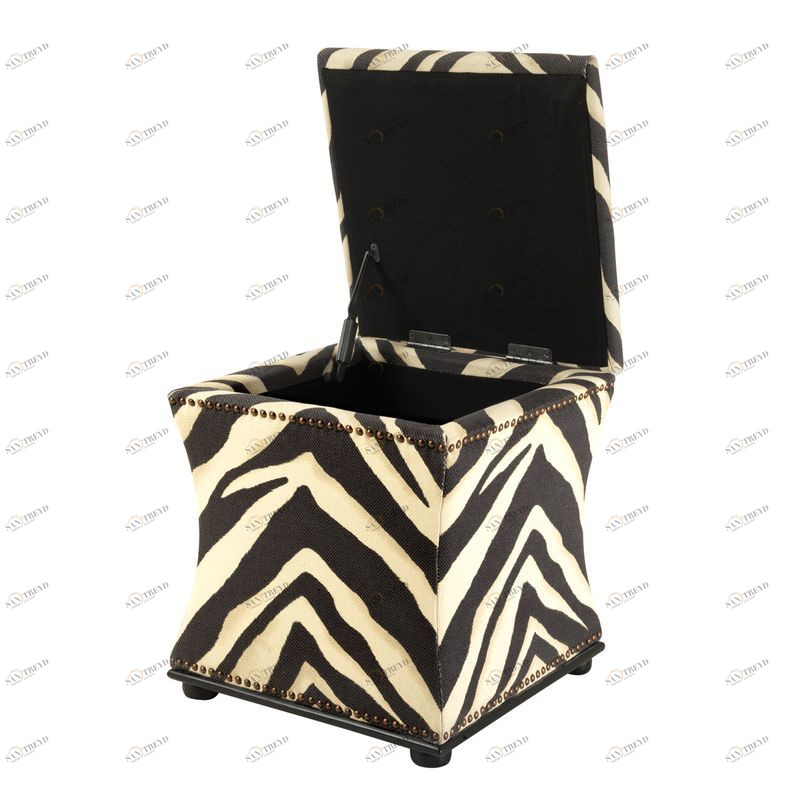 Пуфик с ящиком квадратный черно-белая зебра 47 см Austin от Eichholtz EICHHOLTZ ДИЗАЙНЕРСКИЕ, EICHHOLTZ 061303 Черный;белый 