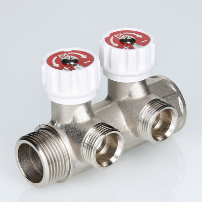 VTc.570.NE.0604 Коллектор с регулирующими вентилями и выходами стандарта «евроконус» Valtec 1", 4 x 3/4"  - Вид №7