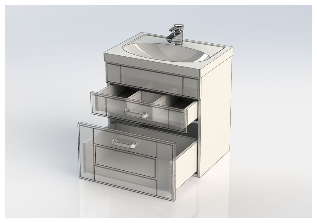 Тумба с раковиной Aquanet Рондо 60 белый (2 ящика) 0018915700185476 - Вид №9