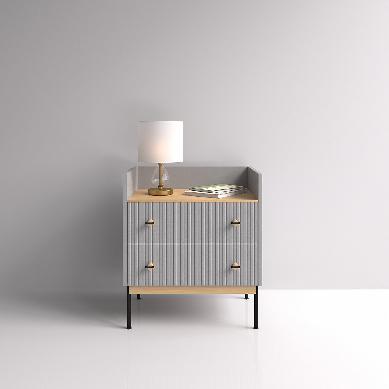 Тумба высокая с полкой 61х64 см светло-серая Land BRAGIN DESIGN LIVING 00-3862481 Серый - Вид №1