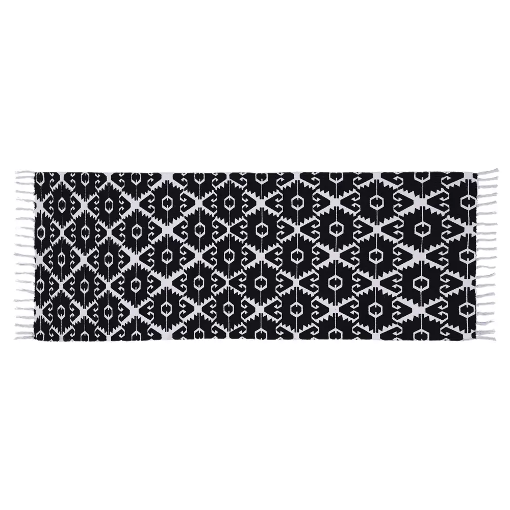 Коврик грязезащитный KREAFORTA Cauvery 60x180 см хлопок цвет черно-белый STLM-2002768 - Вид №1