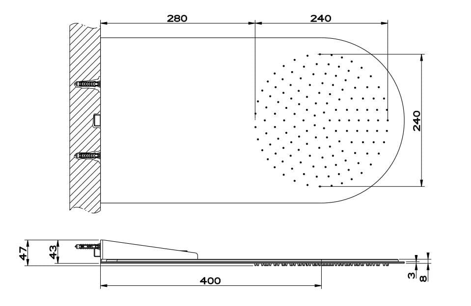 Ультра-плоская прямоугольная настенная душевая головка Gessi трехмиллиметровые ARCH-00031294 - Вид №10