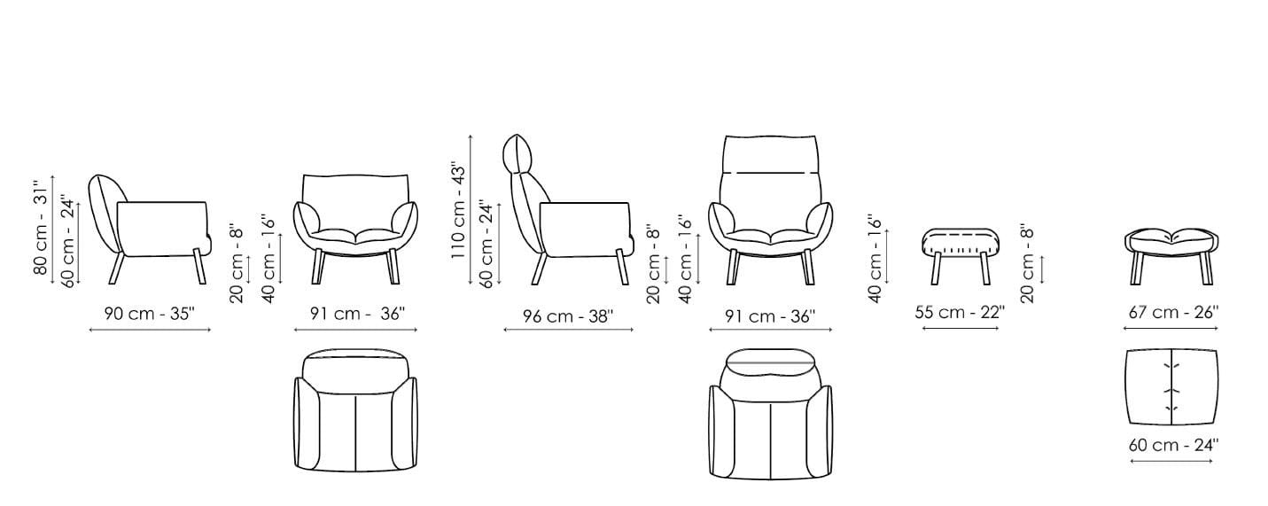 Тканевое кресло с подлокотниками BONALDO Pil ARCH-00109297 - Вид №2