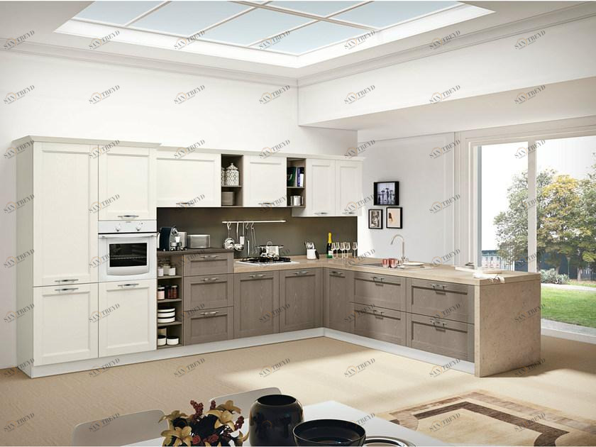 CREO Kitchens Модульная кухня из ясеня с полуостровом sun-id-1363449