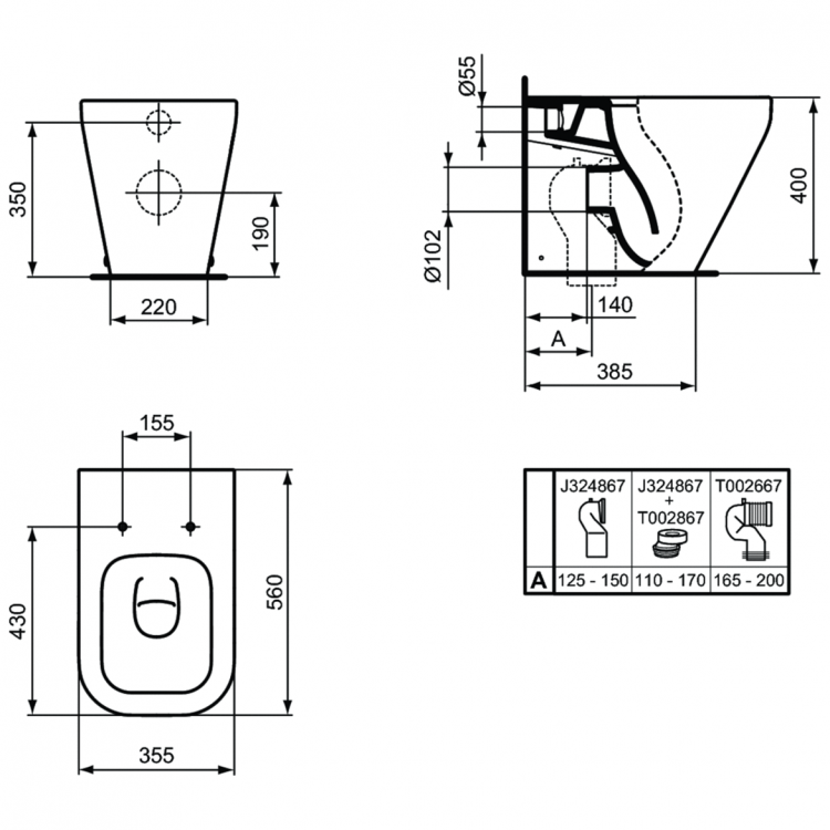 K317301 Напольный пристенный унитаз-соло AquaBlade® Ideal Standard TONIC II - Вид №4