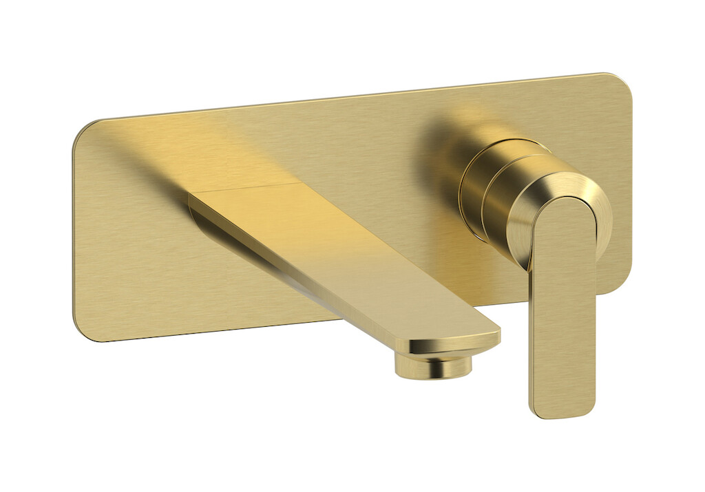 Встроенный в стену смеситель для раковины на 2 отверстия в комплекте с донным клапаном WE ARE IB c6206is Brushed Pale Gold C-67