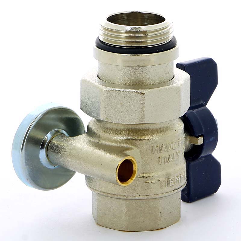 Кран шаровой НВ с разъемным соединением с термометром для коллектора TIEMME 1" бабочка синяя 2120042 - Вид №2