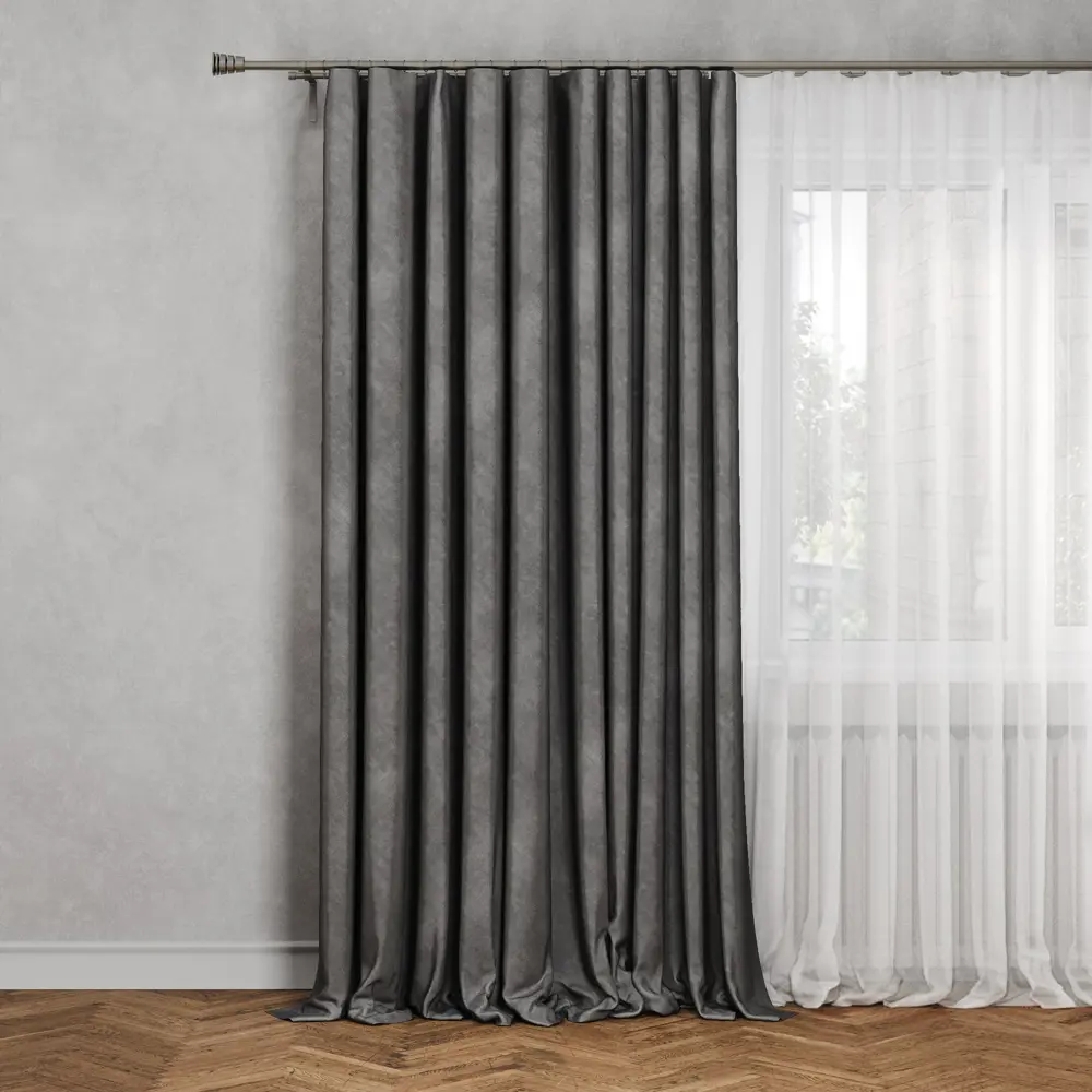INSPIRE Dubbo Granit - Элегантная штора на ленте серого цвета 200×280 см 82112658