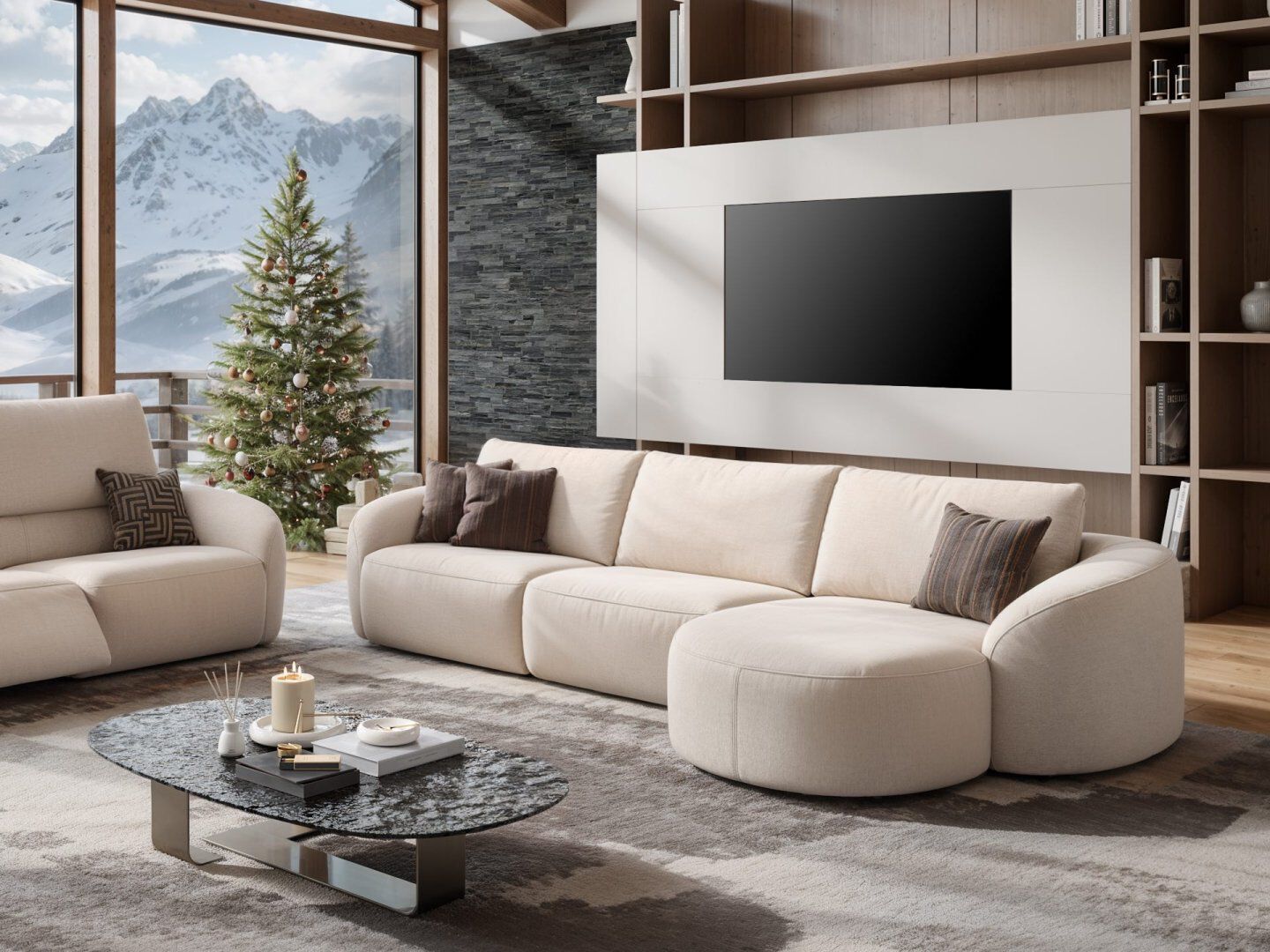 Тканевый диван с полуостровом Sofanella Санкт-Мориц ARCH-00070925 - Вид №7