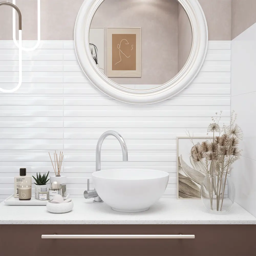 Плитка настенная Керамин Сага 7Д рельеф 90x30 см 1.35 м² цвет белый STLM-2204475 - Вид №4