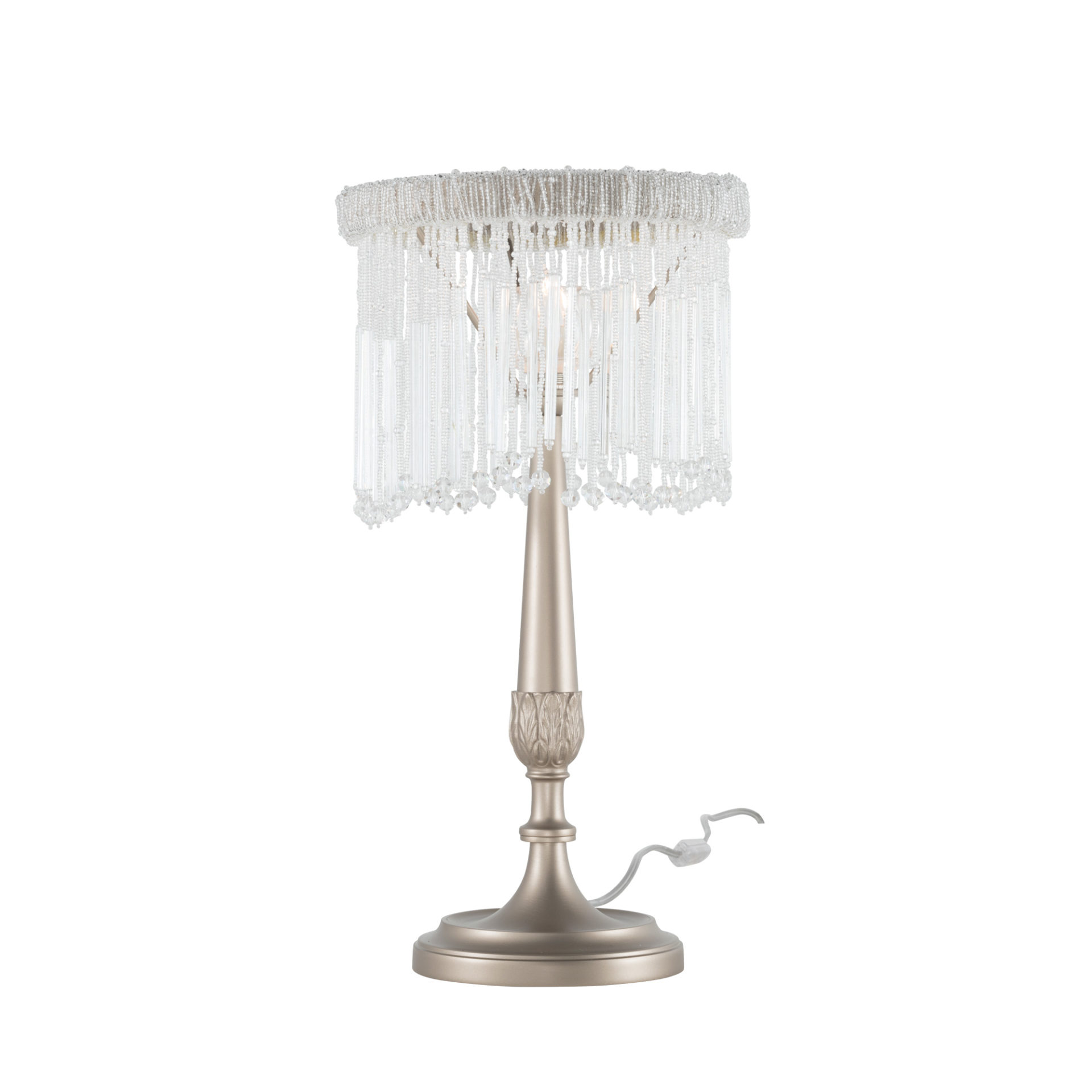 4820/LP-TB НАСТОЛЬНАЯ ЛАМПА с бахромой ручной работы из прозрачных или янтарных бусин из муранского стекла, металлическая структура в цвете бронза, тортора или сером цвете. Patrizia Volpato Venezia - Вид №2
