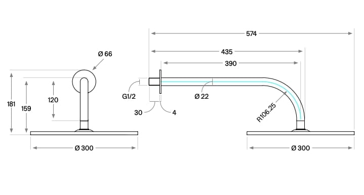 Набор для душа из нержавеющей стали с 3 отверстиями COCOON John Pawson ARCH-00052292 - Вид №2