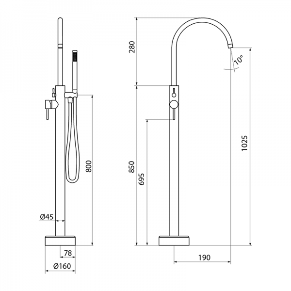 47450745 PREMIUM колонка Ванна Полированное Золото GRB MIXERS Time - Вид №1