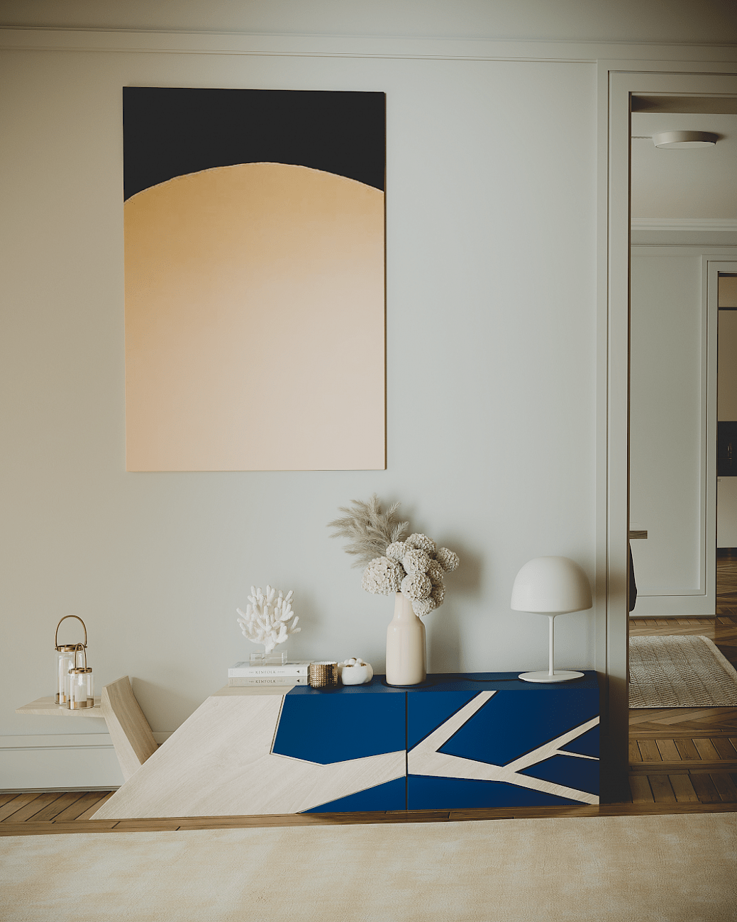 Прикроватная тумбочка дизайнерская золотая "Лория" ODINGENIY  178292 Белый;коричневый  - Вид №6