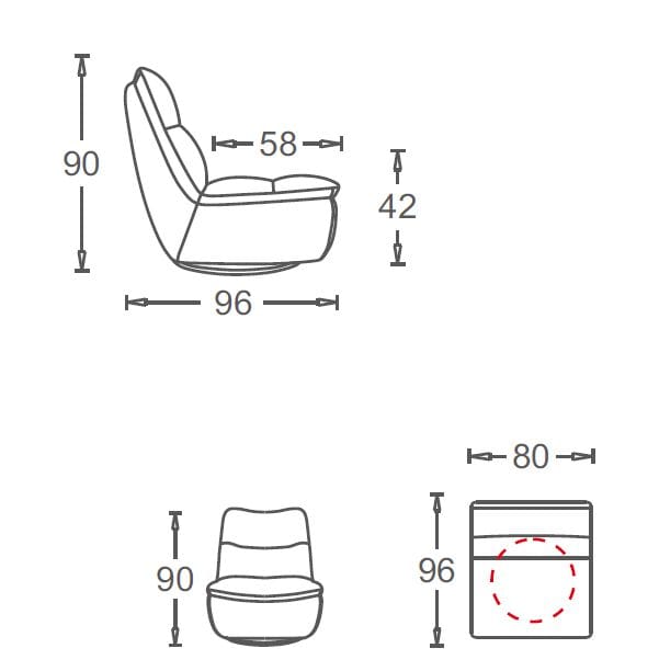 Вращающееся кресло из кожи и ткани CAMPO DE' FIORI CL128 ARCH-00078914 - Вид №8
