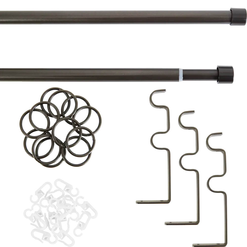 Карниз двухрядный раздвижной d19/16 мм заглушка 160-320 см цвет шоколад ORBIS STLM-2150406 - Вид №1