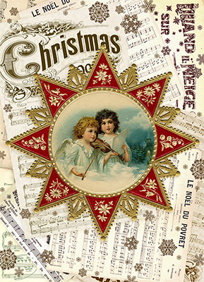 00588 Декупажная карта 21 x 29.7 см "Циферблат Мелодии Рождества" Чип-Арт 