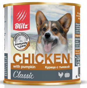 ПР0055601 Корм для собак Classic курица, тыква банка 750г Blitz