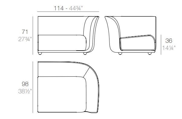 Тканевый модульный садовый диван Vondom Suave ARCH-00133002 - Вид №7