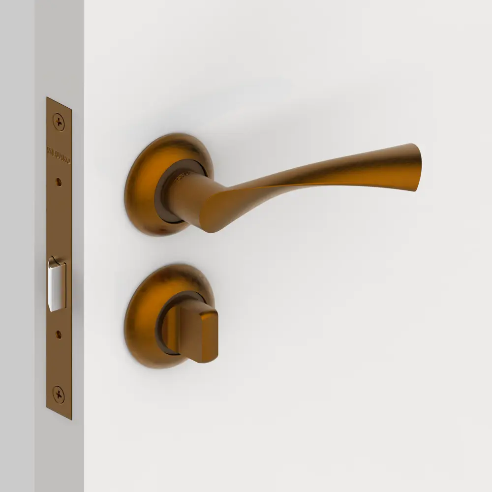 Комплект дверных ручек с запиранием SET72/Z PRIMA RM/HD CF-17 кофе FUARO STLM-2030368 - Вид №5