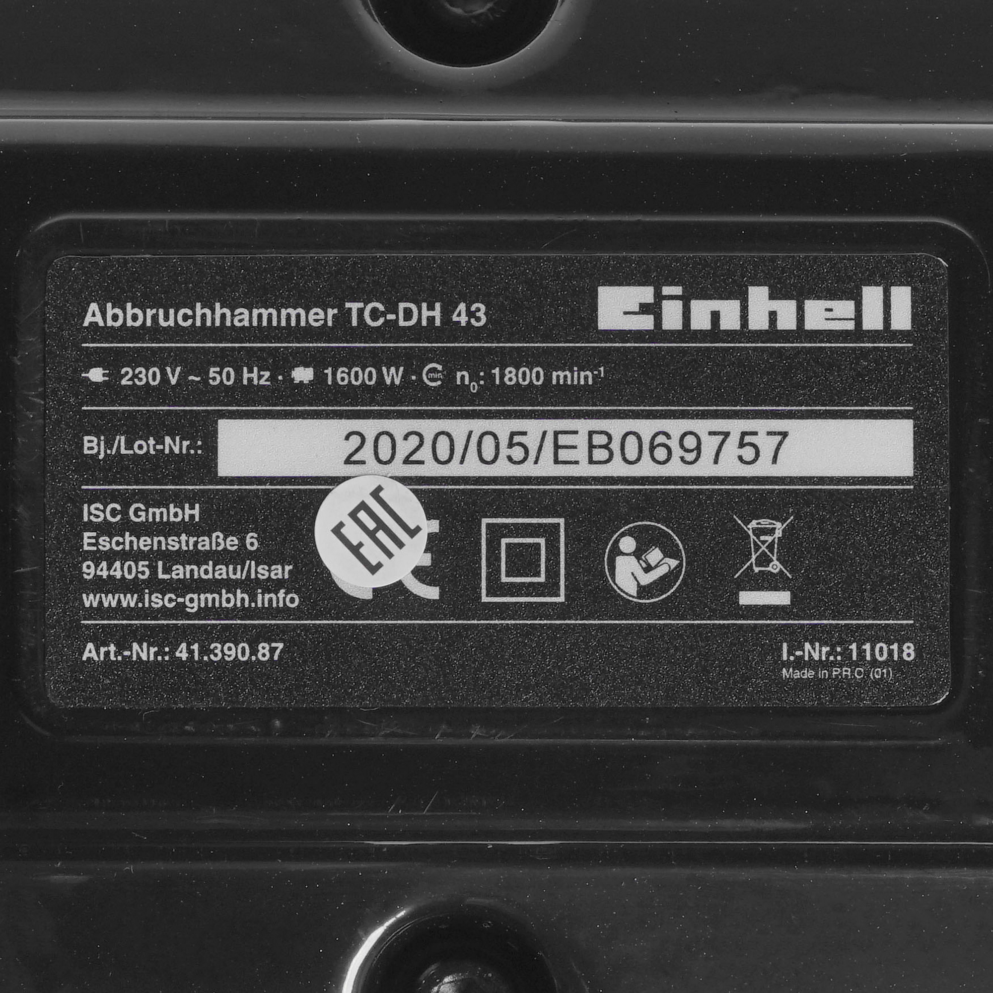 Отбойный молоток Einhell TC-DH 43 8193671 STDN-0131229 - Вид №2