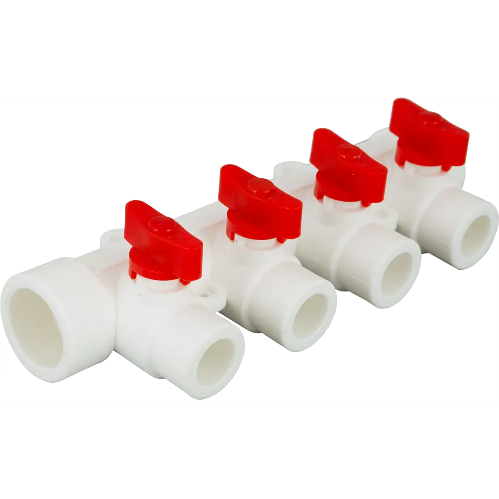 Коллектор на 4 выхода с кранами 32x20 мм полипропилен РВК STLM-2045581