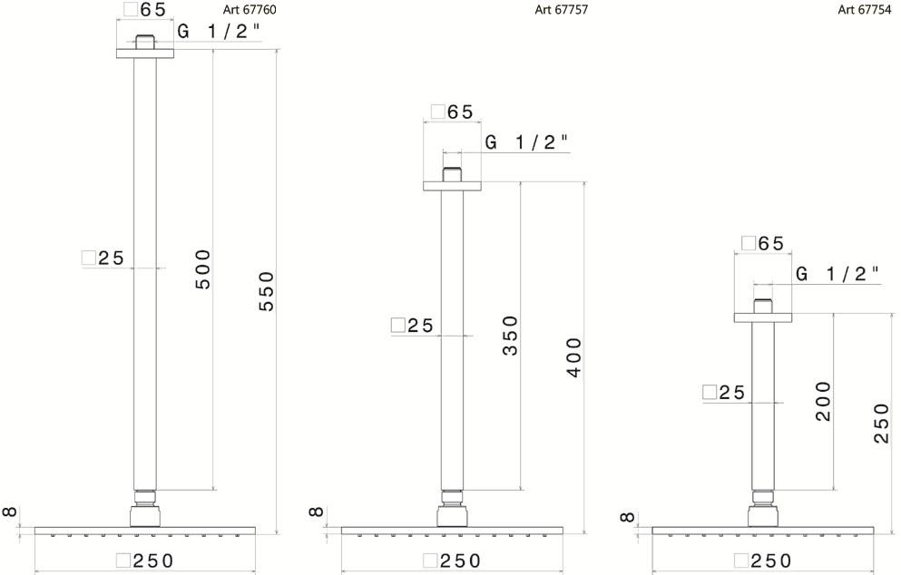 newform Потолочная лейка душа с кронштейном Head showers 67754 - Вид №1