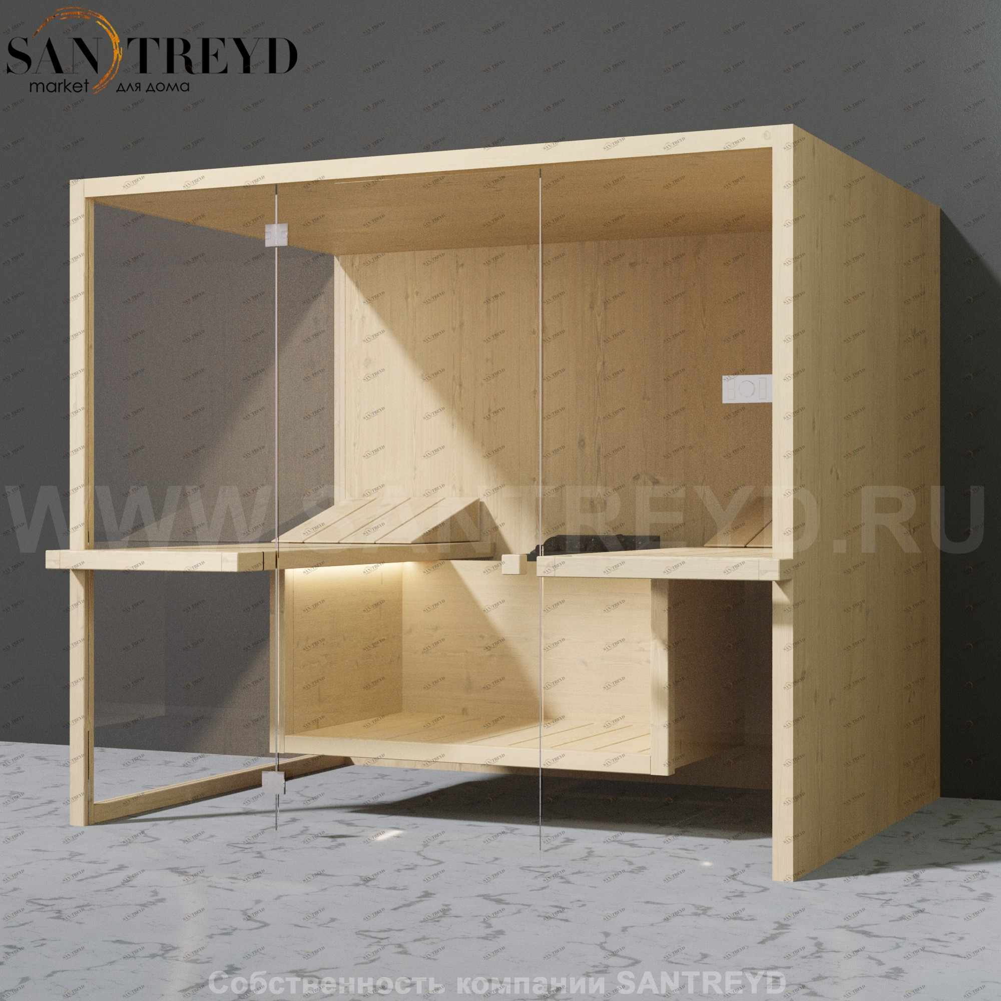 Effegibi AIR SA91100001 Сауна. Установка: к стене. Мощность: 10,5 кВт макс. Размеры: длина 247 см, ширина 182 см. Отделка: осина натуральная.