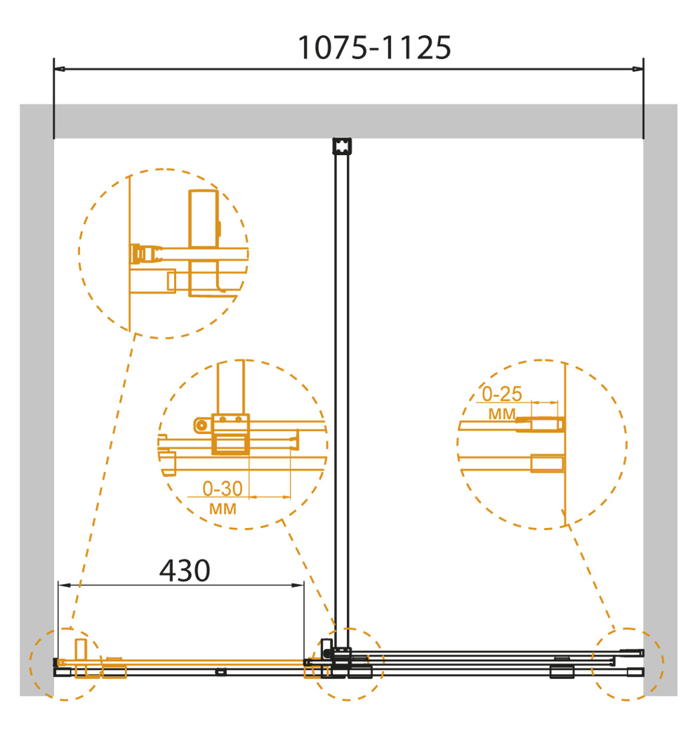 Душевая дверь в нишу CEZARES STREAM-BF-1-110-C-Cr - Вид №1