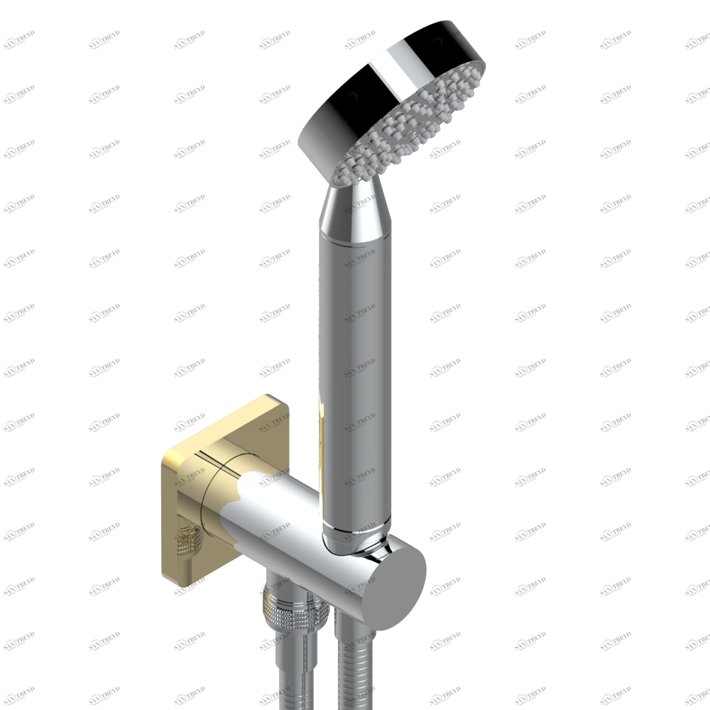 A6N-54 Душ ручной стильный встраиваемый в стену, шланг и патрубок для душа с крючком Thg-paris Profil c чёрным ониксом Хром/золото A6N 54 CAT.A