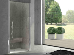 Алюминиевая и стеклянная квадратная нишевая душевая кабина с распашной дверью