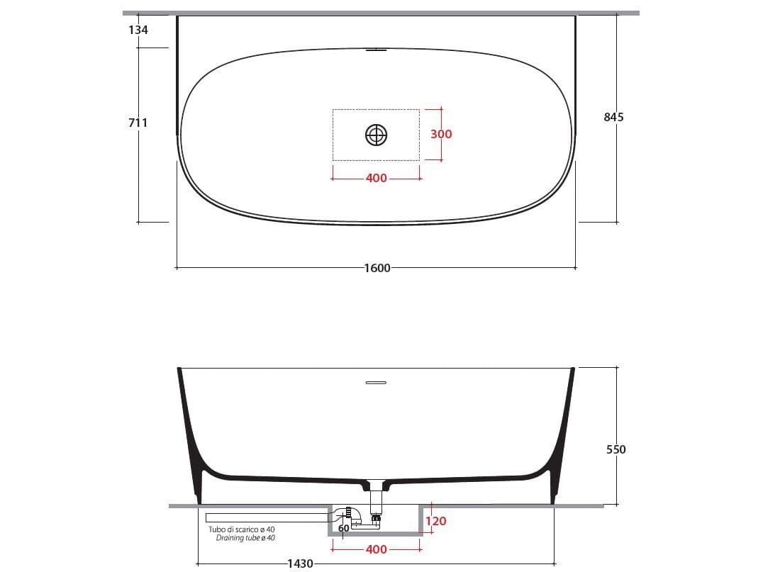 Овальная ванна с твердой поверхностью Ceramica Globo NIVES ARCH-00019950 - Вид №1