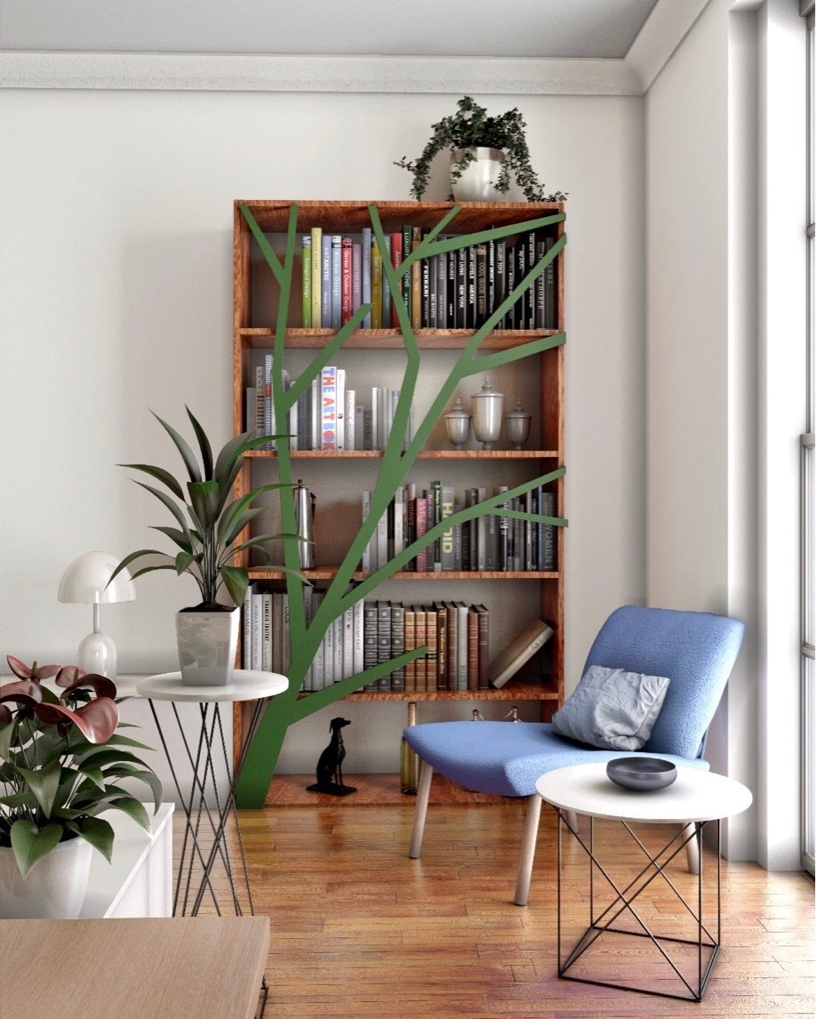 Стеллаж открытый дизайнерский сапеле, зеленый "Япония" от Odingeniy ODINGENIY  178434 Зеленый;коричневый  - Вид №5