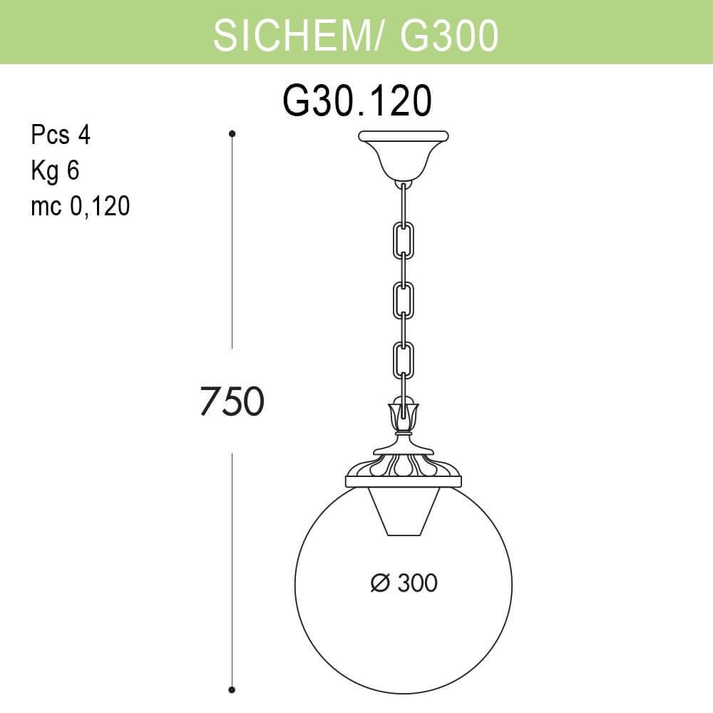 Уличный подвесной светильник Fumagalli Sichem/G300 G30.120.000.AXE27 FUMAGALLI SICHEM, G300 273222 Черный  - Вид №1
