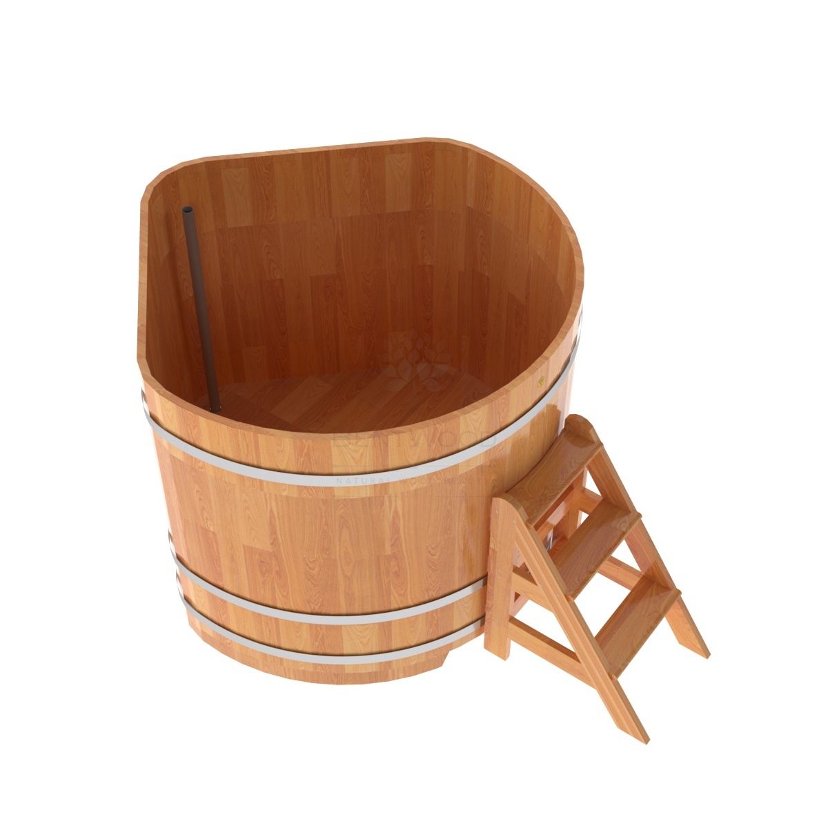 1586 Купель угловая из сращенных ламелей лиственницы 1,37х1,37х1,2 натуральная Alyarus  - Вид №2