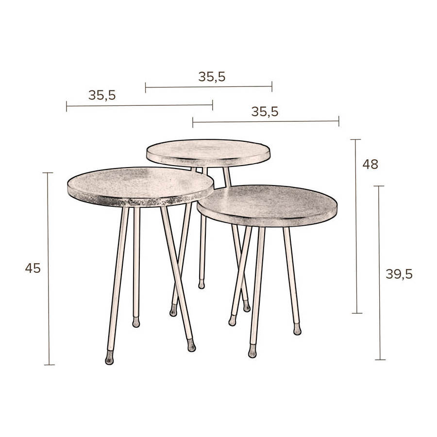 Набор столиков Alim, 3 шт Dutchbone 2300073 - Вид №10