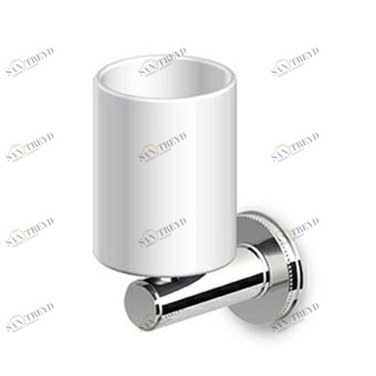 ZAD313 Настенный подстаканник с белым керамическим стаканом Версия с украшенным навесом. Zucchetti Savoir 