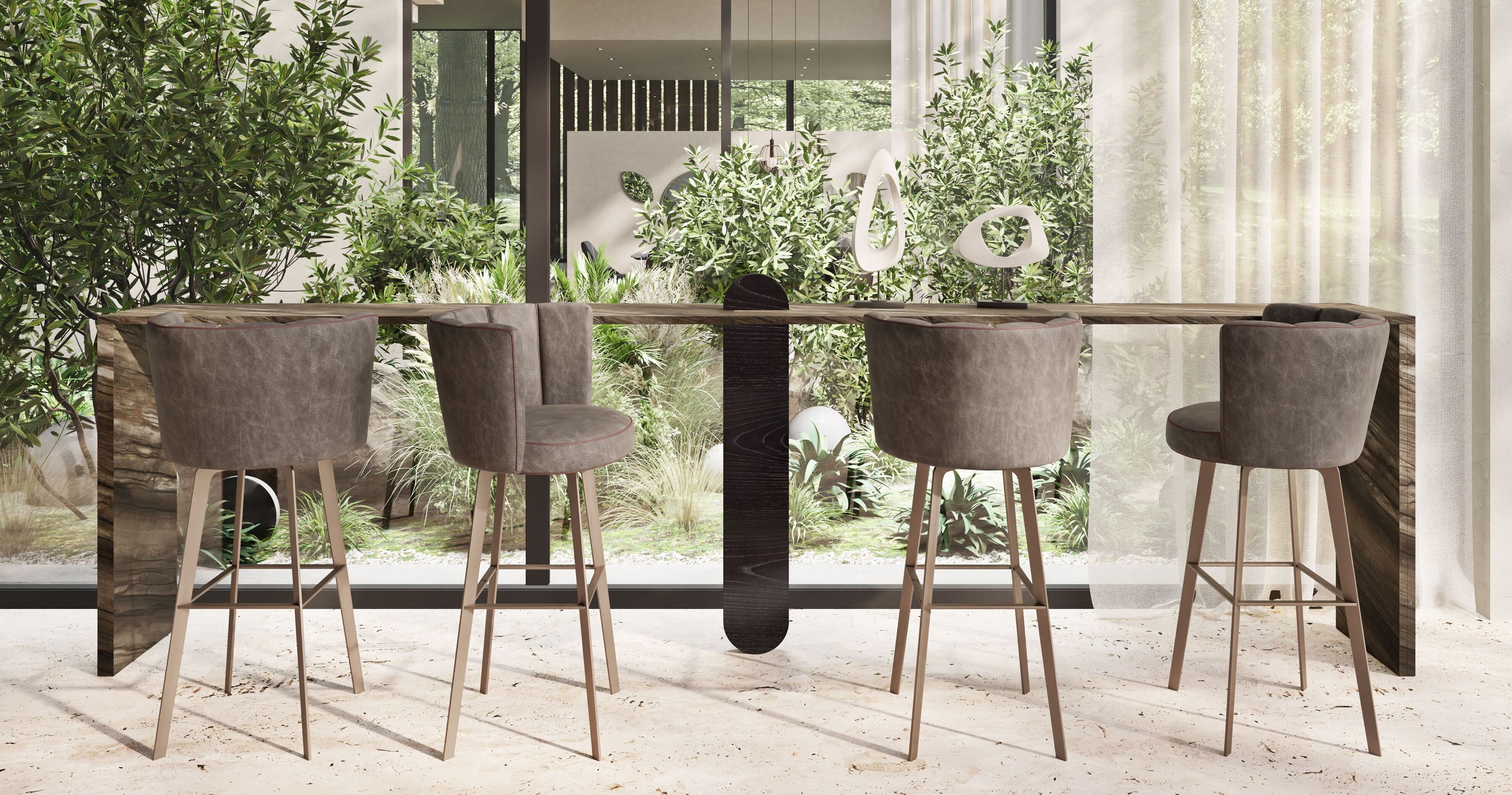 Высокий кожаный мягкий стул с подставкой для ног Borzalino Diva ARCH-00070119 - Вид №8