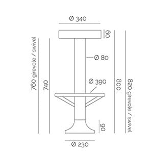 Стальной табурет с подставкой для ног PF Stile 414 ARCH-00105850 - Вид №2