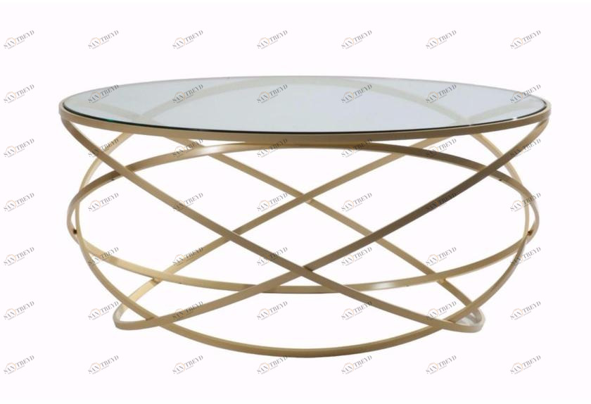 Roche Bobois Круглый журнальный столик из стали и стекла sun-id-1485379