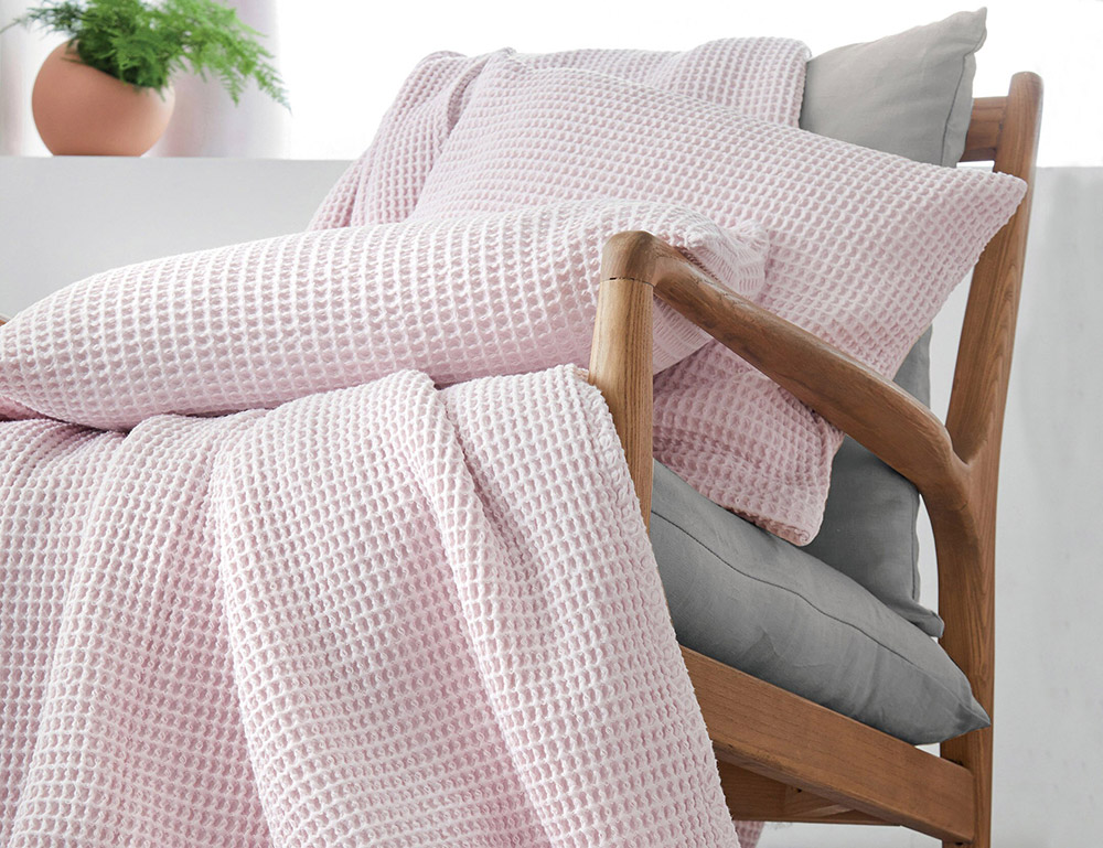 ELECTRE_PO_240 Покрывало вафельное, розовый, 240/260 хлопок Blanc des Vosges Santreyd 