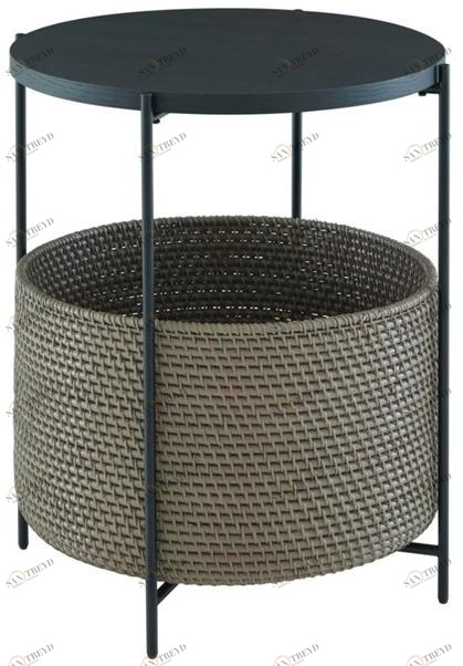 Ligne Roset Круглый журнальный столик из стали и дерева с контейнерным отсеком  19980115 