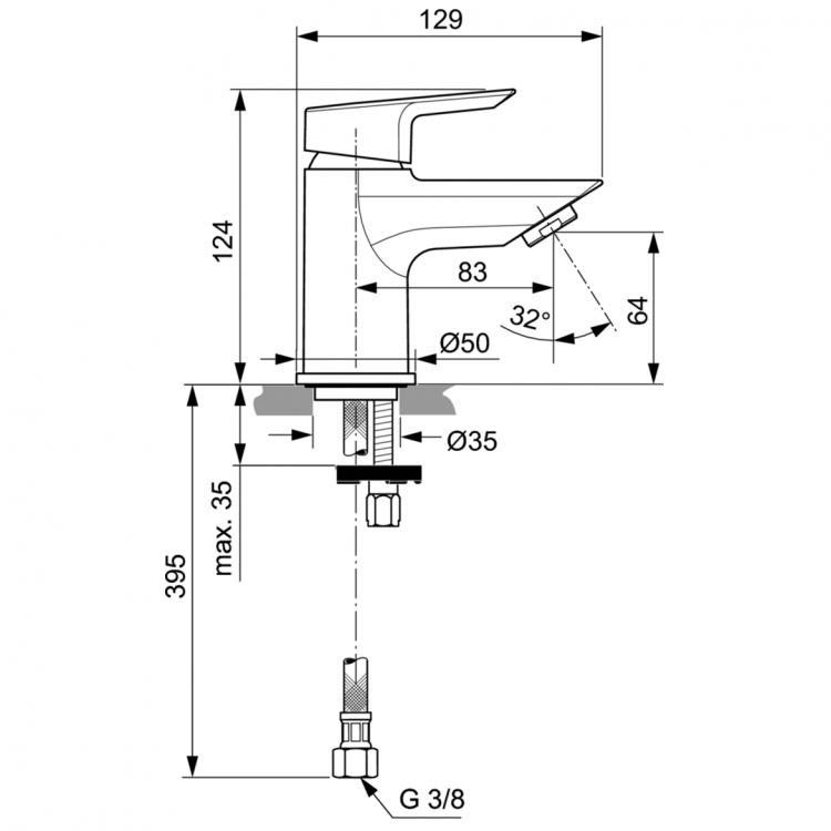 A6568AA Смеситель для раковины Ideal Standard TESI - Вид №1